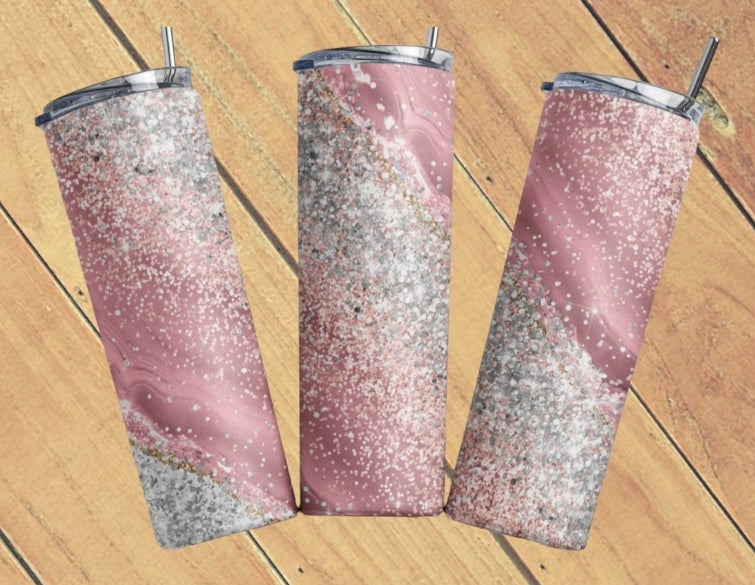 Pink Glitter Swirl Tumbler