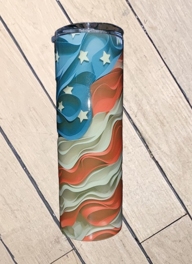 Wavy 3D American Flag Tumbler