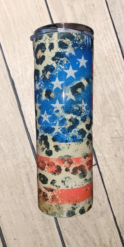 Cheetah American Flag Tumbler