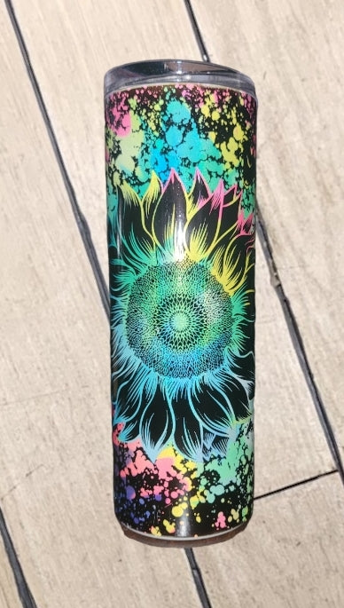 Sunflower Splatter Paint Tumbler