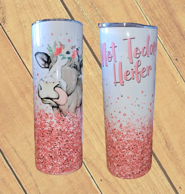 Pink Glitter Not Today Tumbler