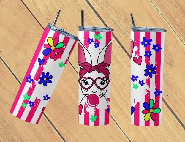 Pink Bubble Gum Bunny Tumbler