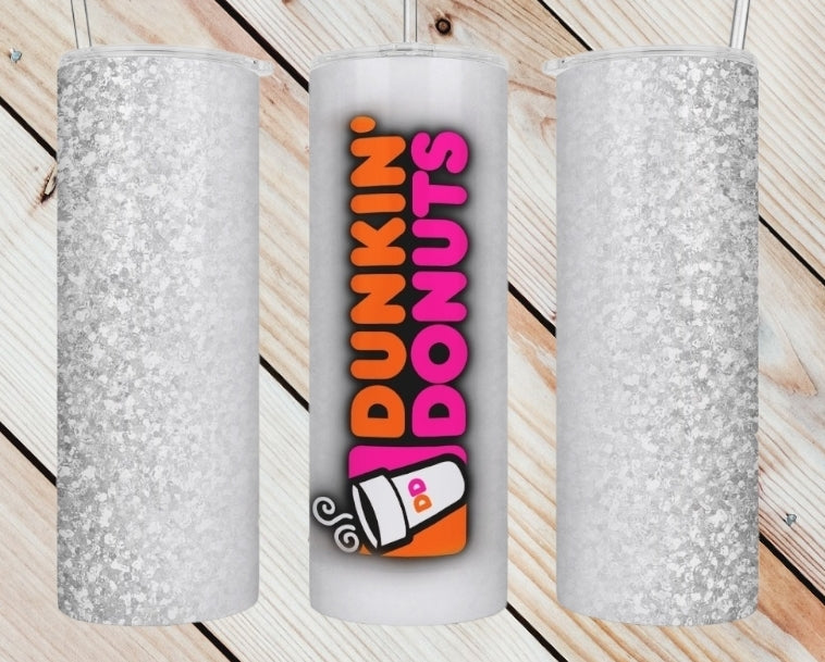 Dunkin White Glitter Tumbler