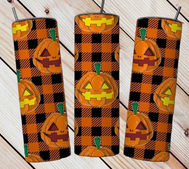 Jack O Latern Plaid Tumbler