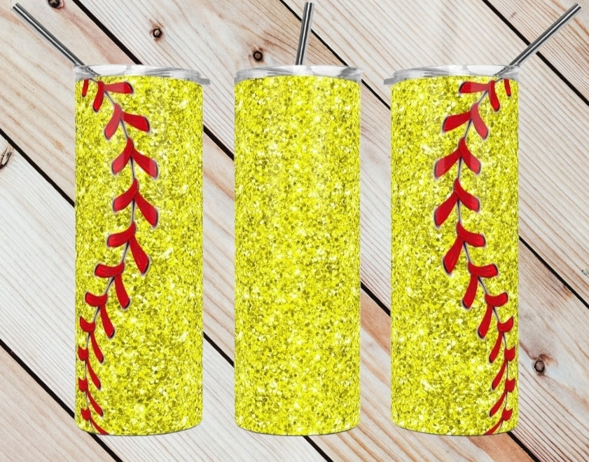 Glitter Softball Tumbler
