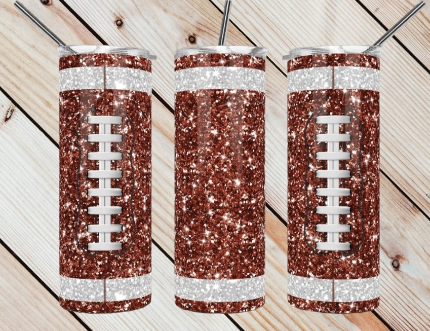 Glitter Football Tumbler