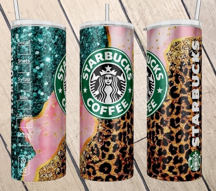 Starbucks Glitter Cheetah Swirl Tumbler
