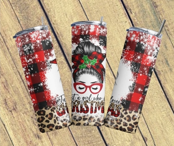 Messy Bun Christmas Tumbler