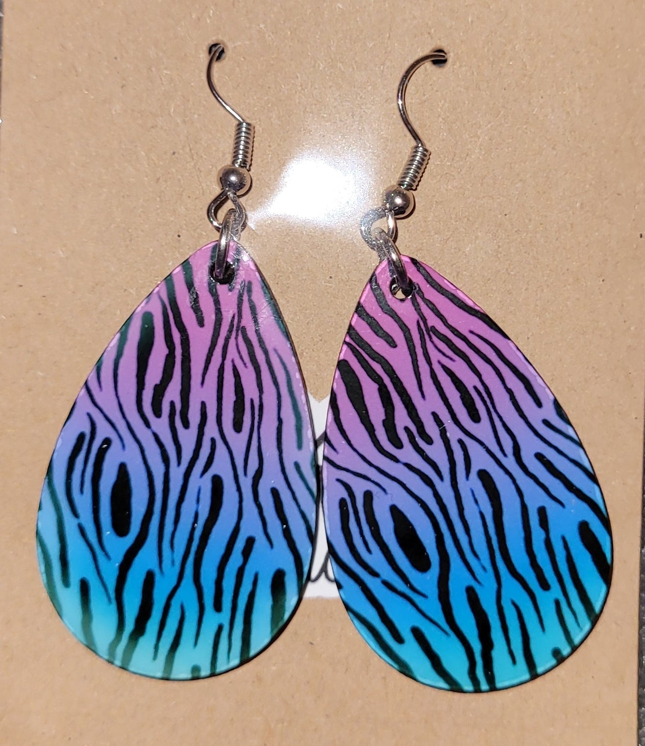 Blue and Purple Zebra Print Earrings