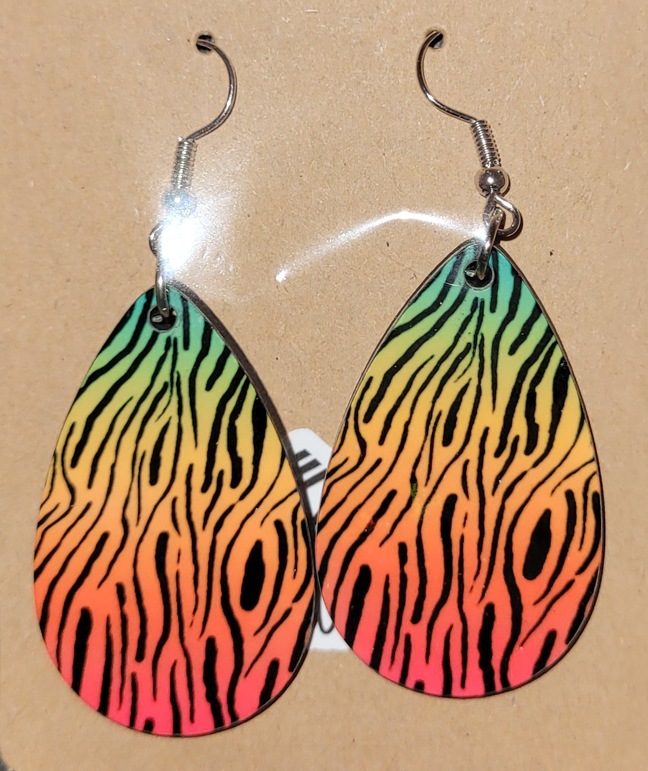 Red and Orange Zebra Print Earrings