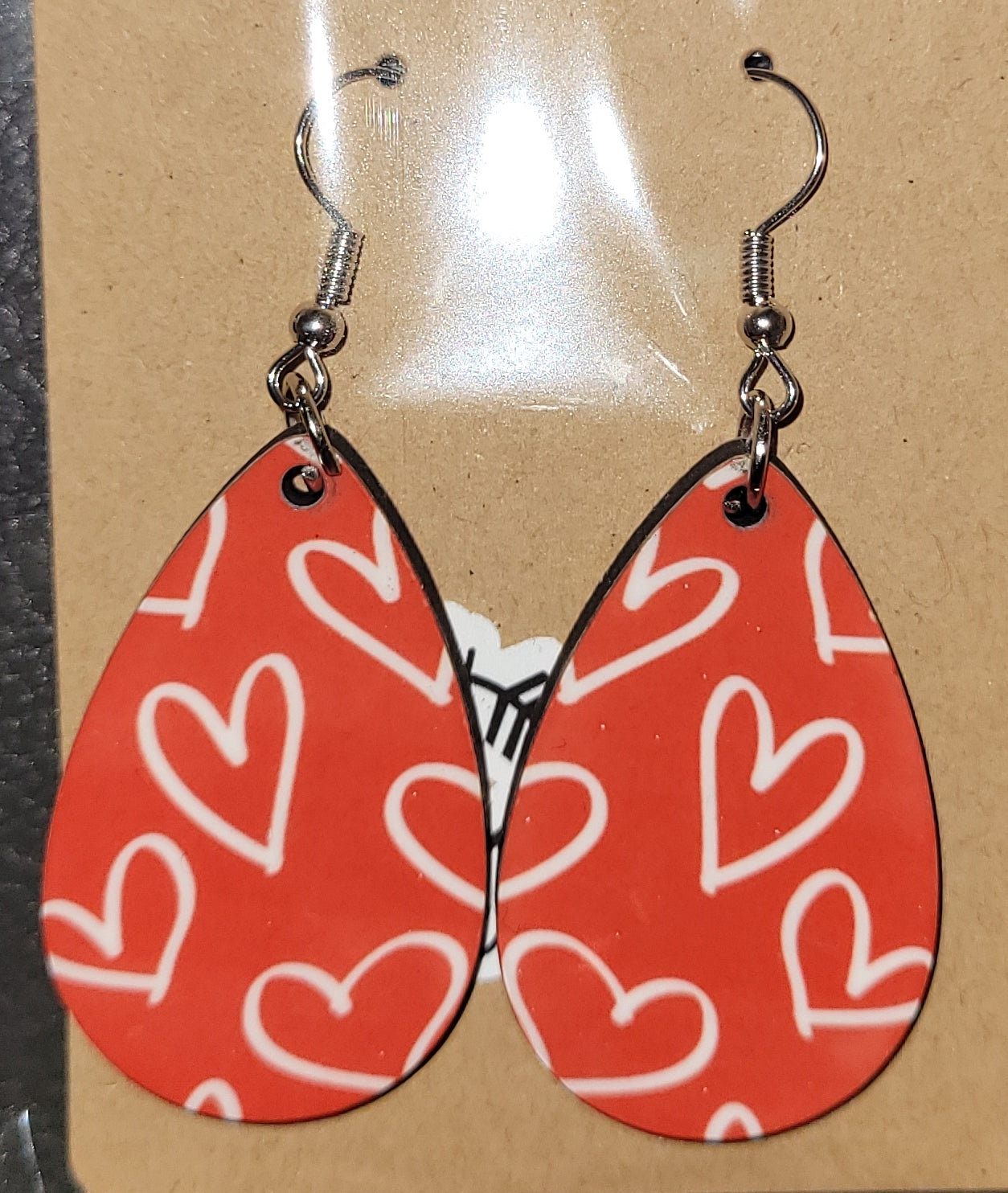 White Heart Earrings