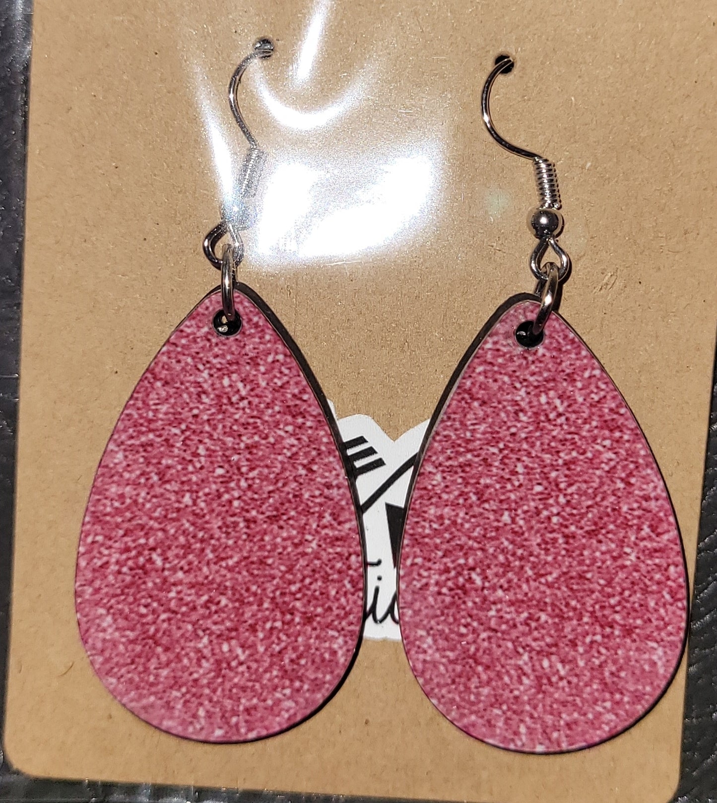 Pink Glitter Earrings