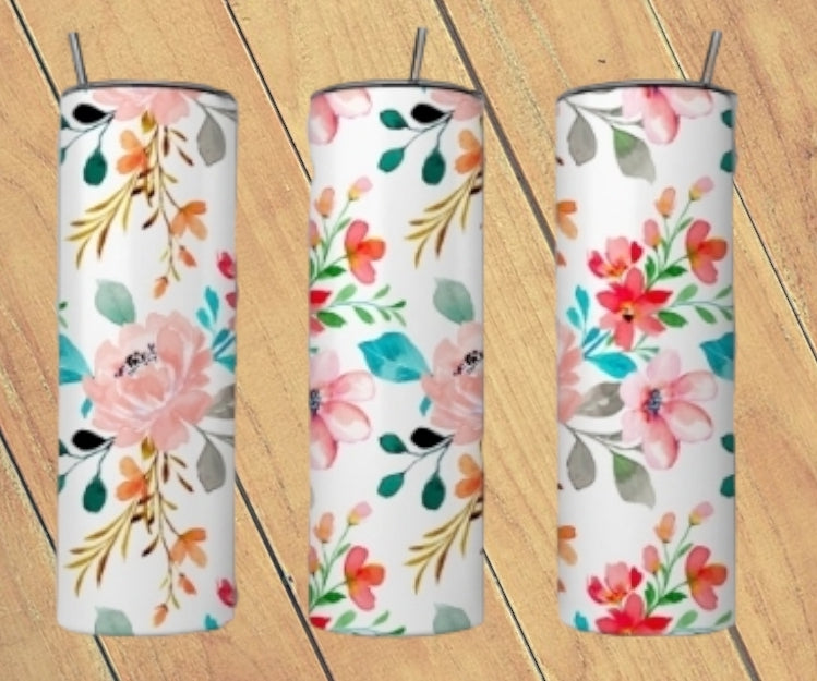 White Floral Tumbler