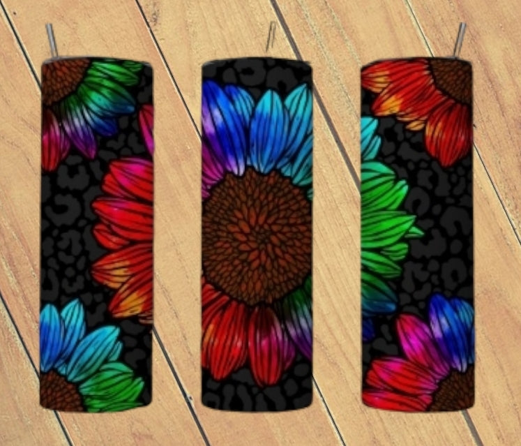 Black Tye Dye Sunflower Tumbler