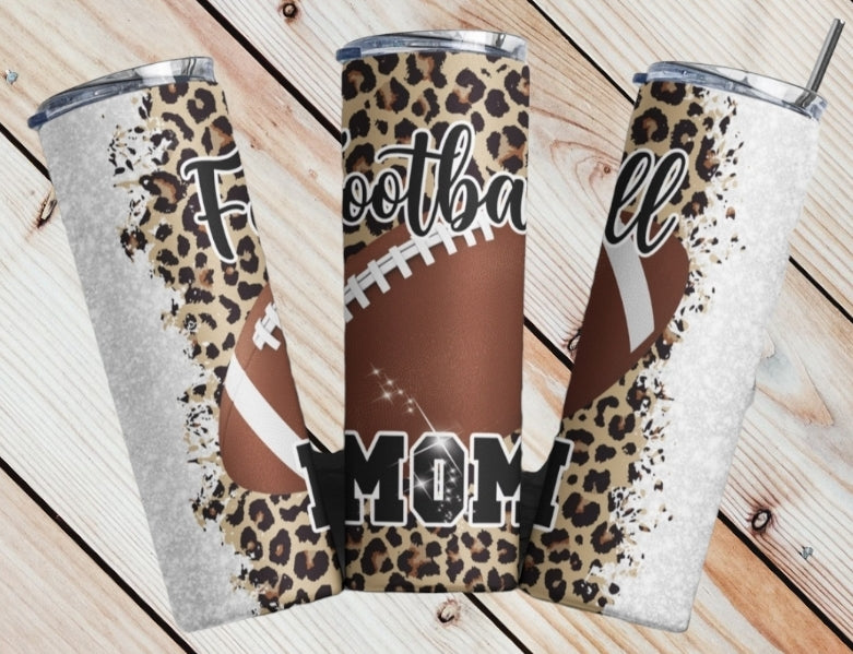 Glitter Football Mom Tumbler
