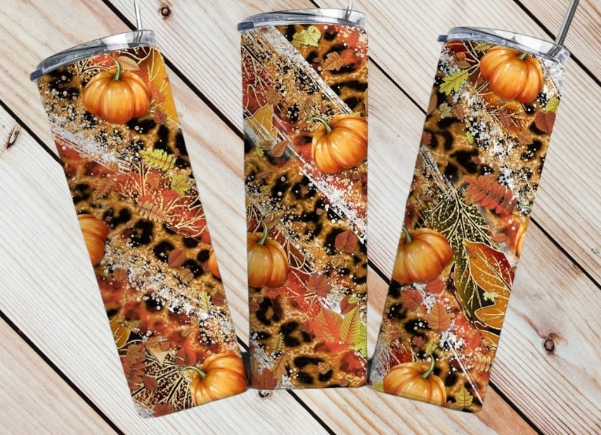 Pumpkin Leopard Swirl Tumbler