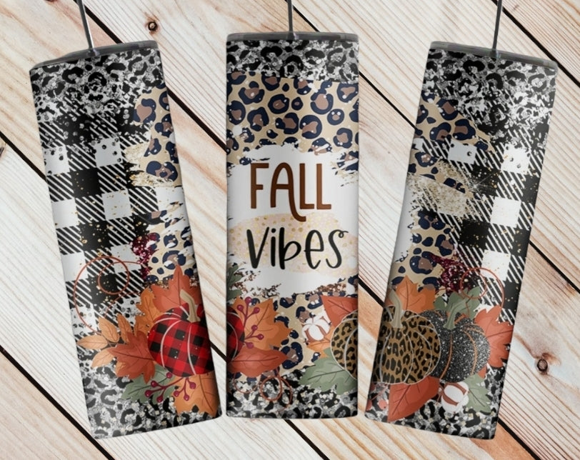 Fall Vibes Plaid Tumbler