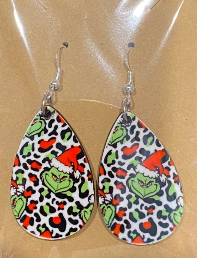 Grinch Cheetah Earrings