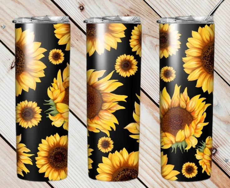 Black Sunflower Tumbler