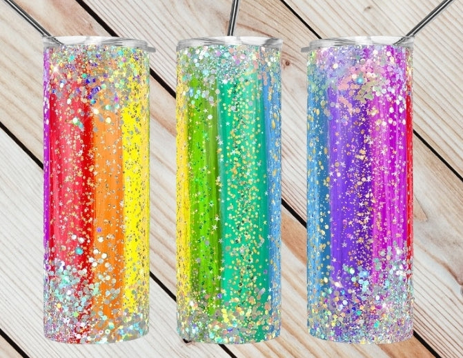 Rainbow Glitter Tumbler