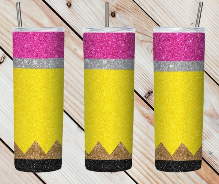 Glitter Pencil Tumbler