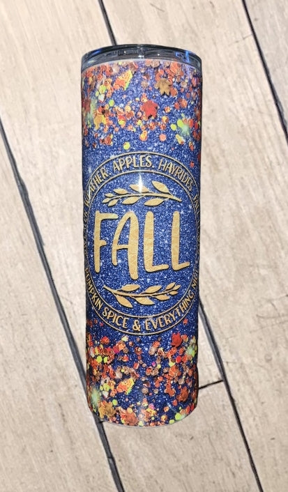 Blue Fall Glitter Tumbler