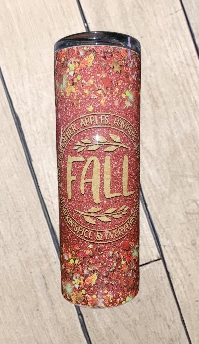 Orange Fall Glitter Tumbler