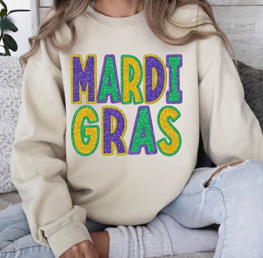 Mardi Gras Glitter Crewneck/Shirt
