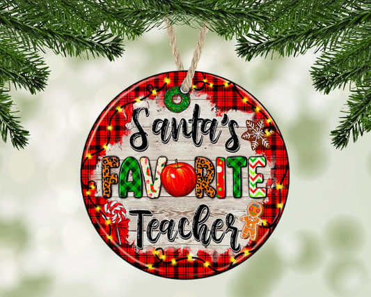 Santa's Favorite Teacher Ornament