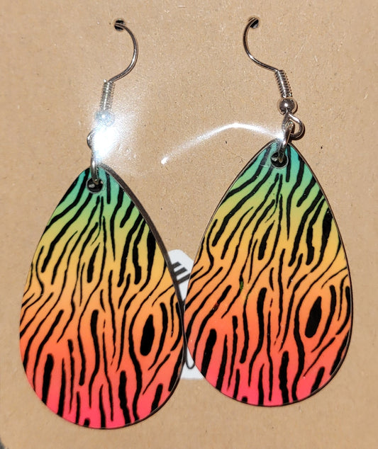 Red and Orange Zebra Print Earrings