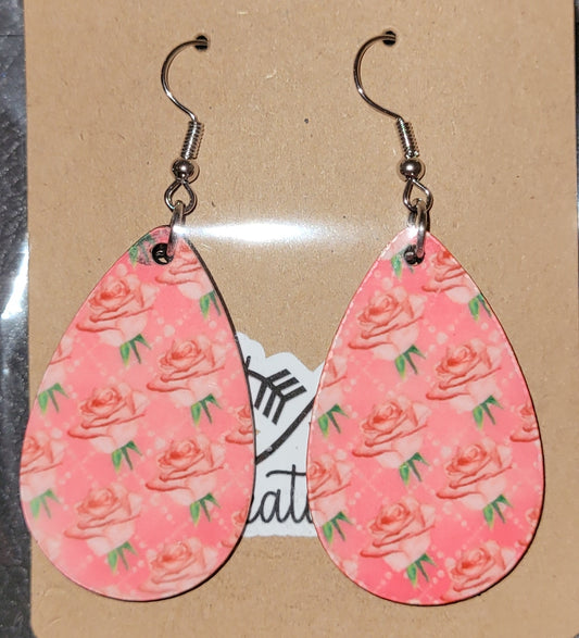 Pink Rose Earrings