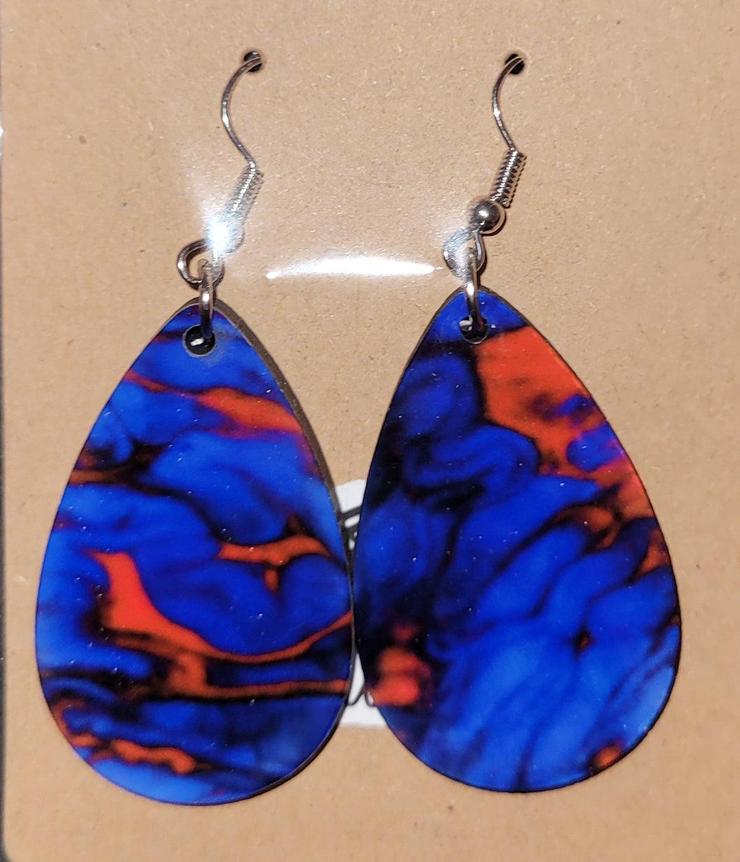 Red and Blue Water Color Earrings