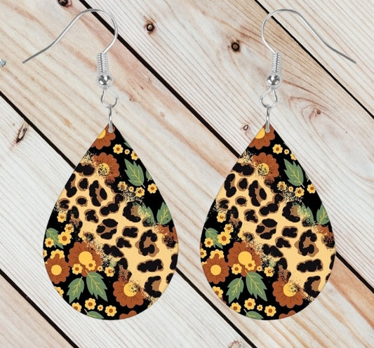 Cheetah Floral Earrings