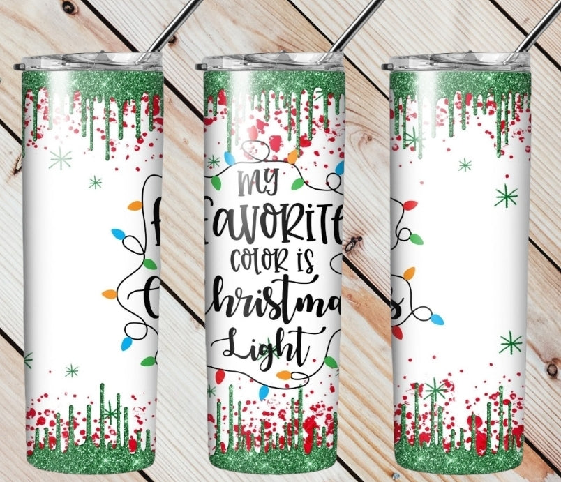 Favorite Color is Christmas Lights Tumbler - Different Design Options